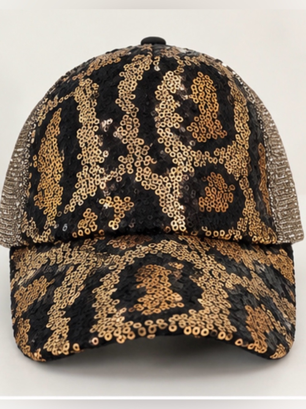 Chic Sequin Leopard Print Snapback Hat
